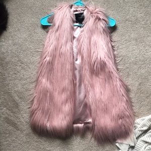 rose faux fur vest